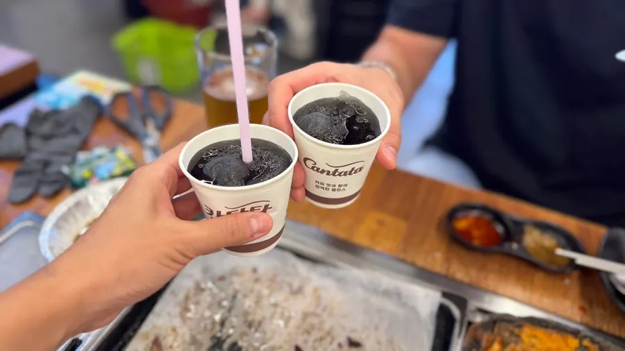 Neck cooler and slushie served during the meal