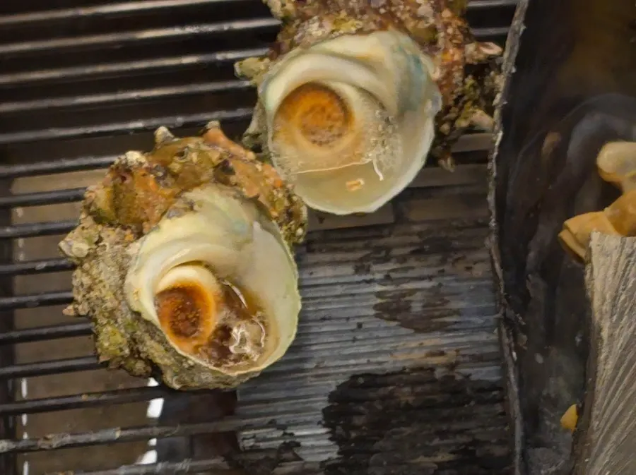 Grilled venus clams, red clams, and dongjuk clams