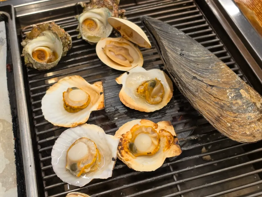 Grilled abalone shellfish dish