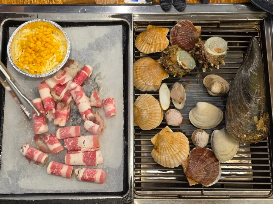 Unlimited grilled shellfish meal in Baegot
