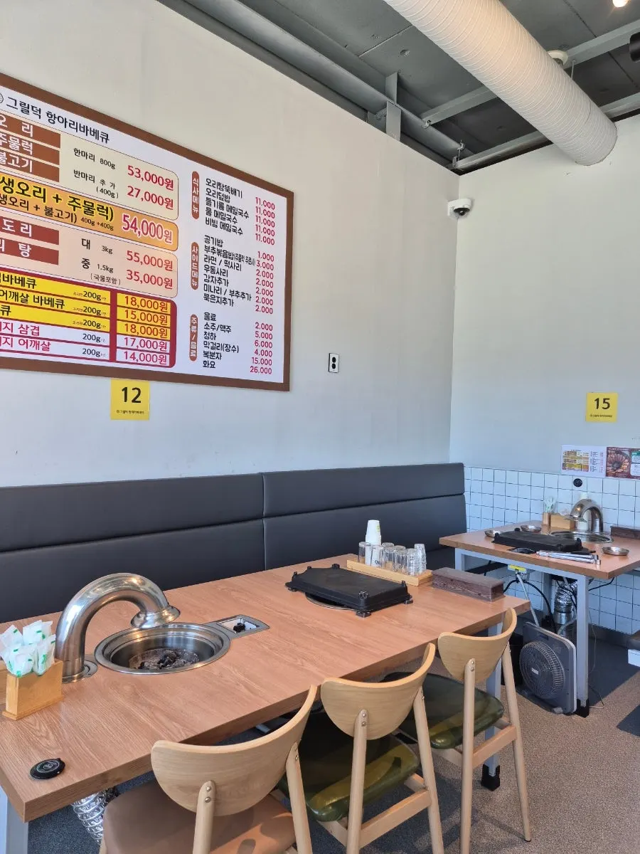 Dining area with wide spacing between tables