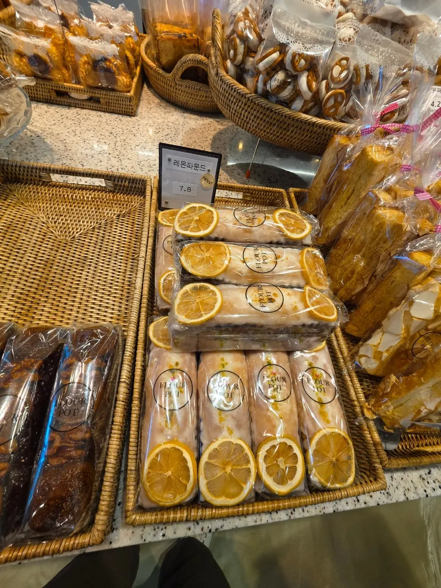 Baskets full of packaged pastries on display
