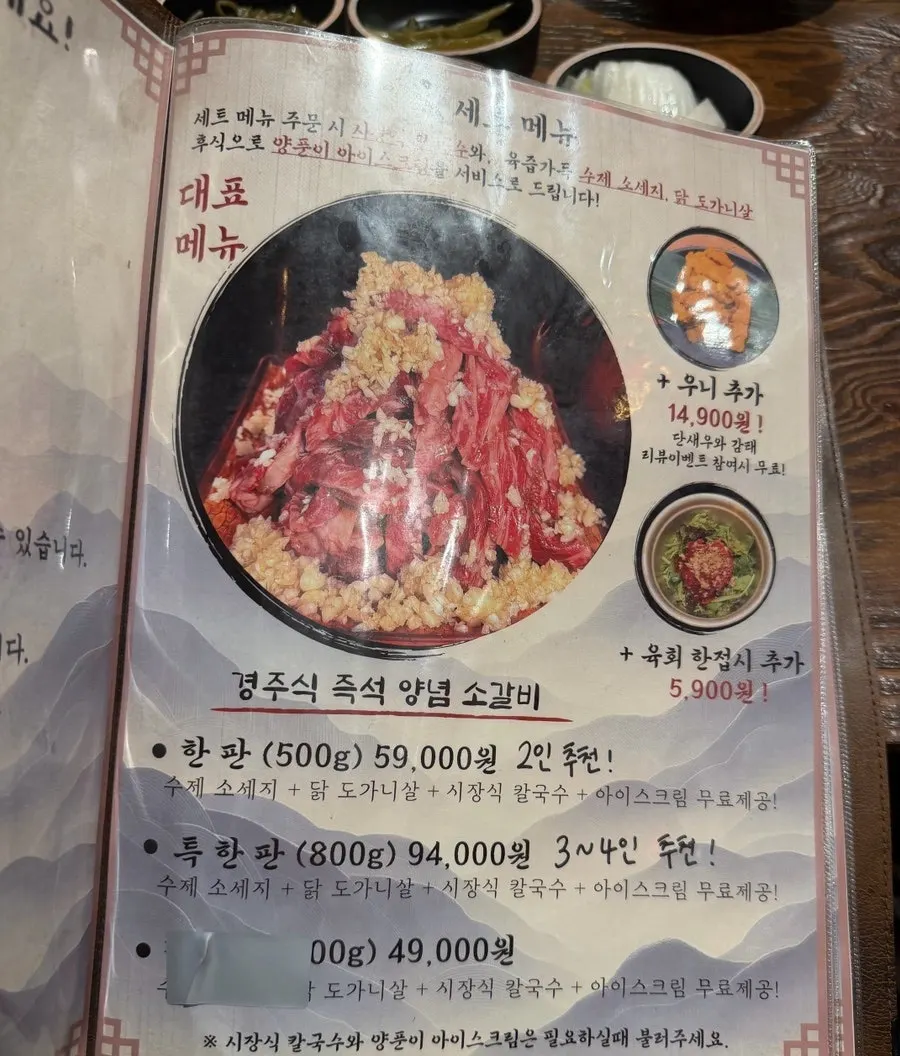 Meat menu and information sign