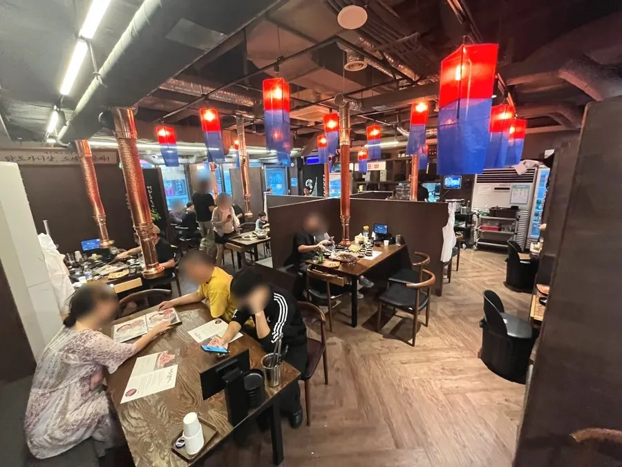 Restaurant entrance after parking in the building