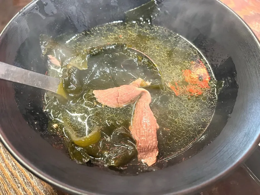 Beef seaweed soup served with side dishes