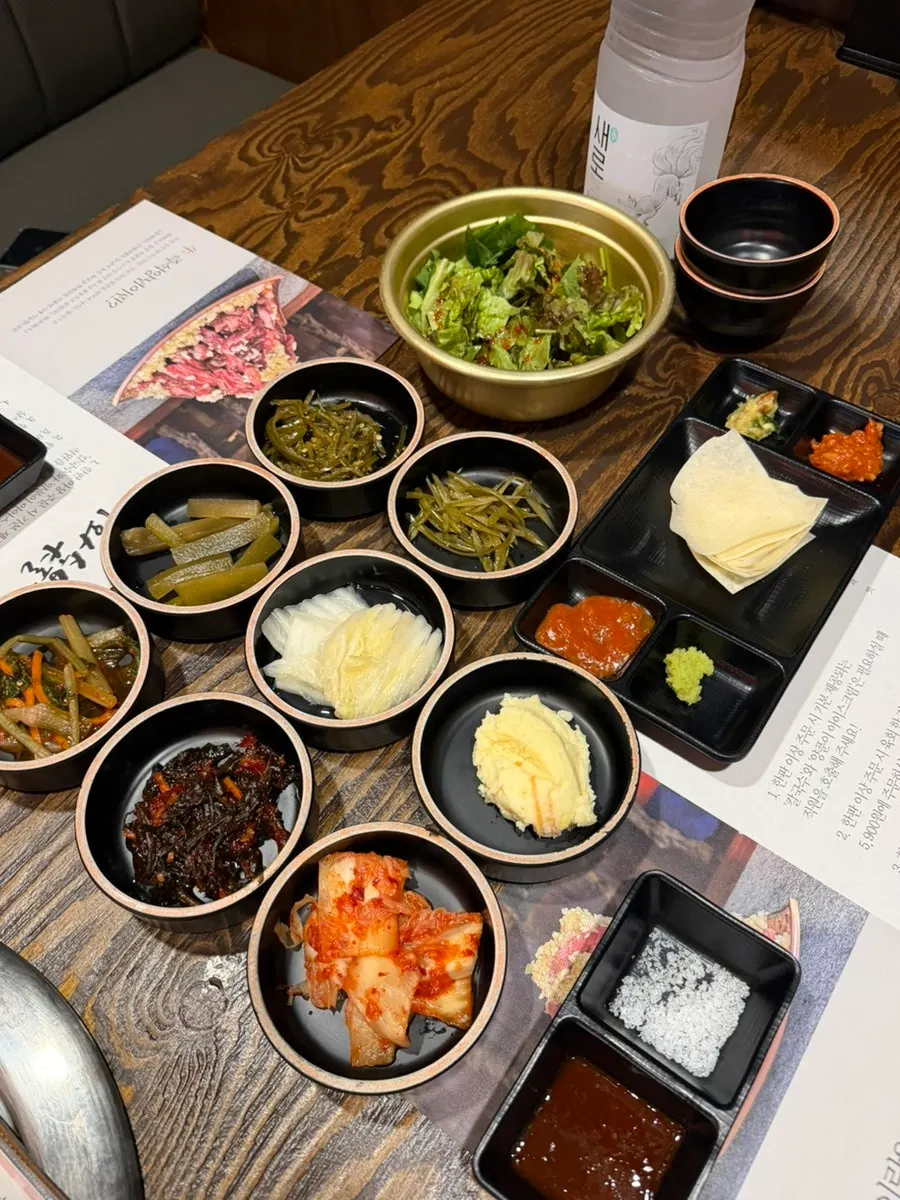 Neatly arranged side dishes on the table
