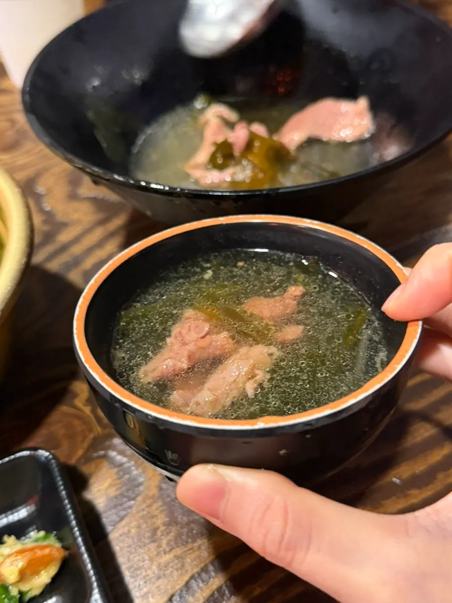 Beef seaweed soup included as standard
