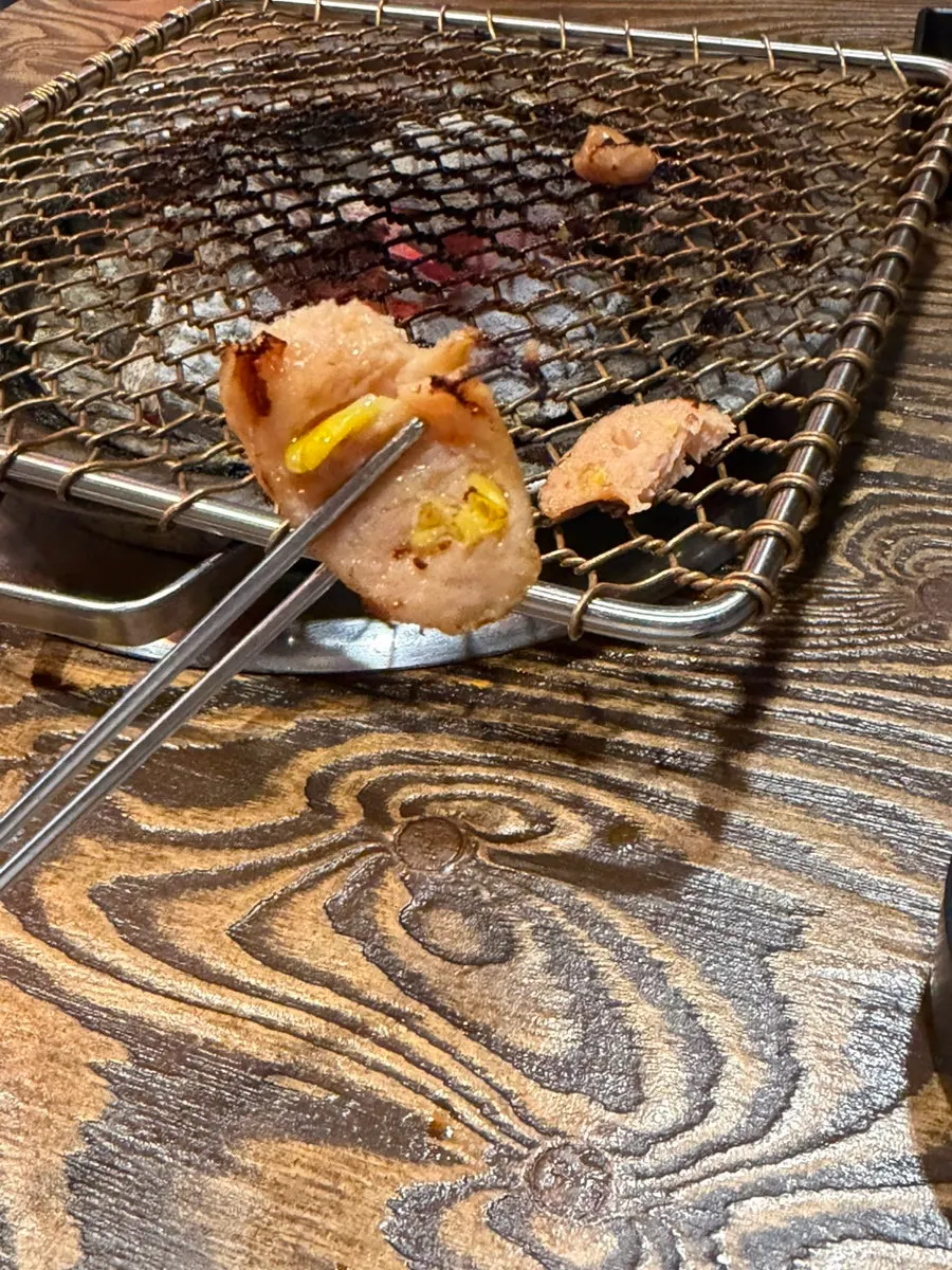 Handmade corn sausage grilled together