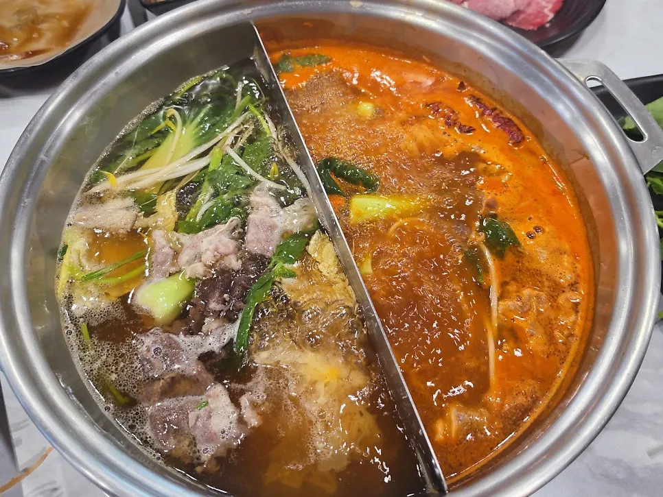 All-you-can-eat beef shabu-shabu table setting
