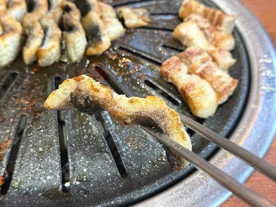 Thick pork belly grilled to perfection
