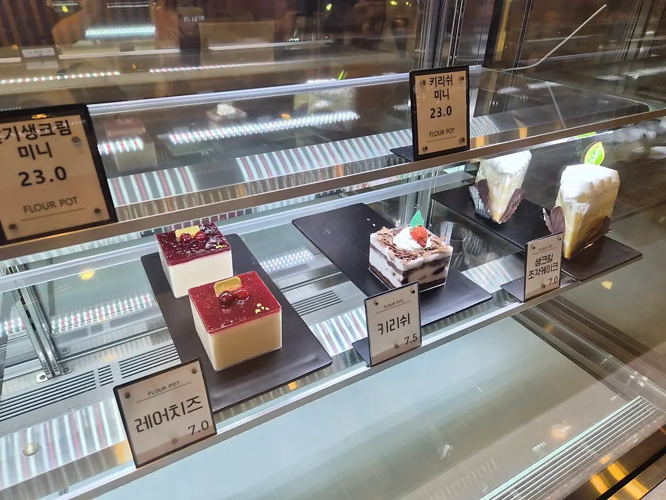 Desserts on display, including almond cookies