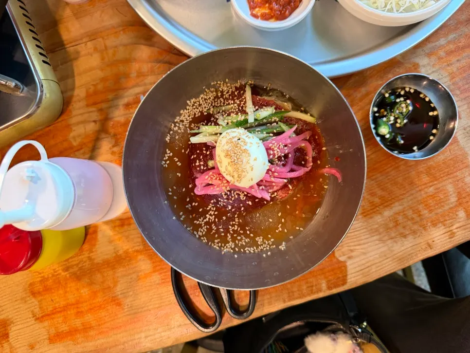 Bibim noodles served alongside the bulgogi