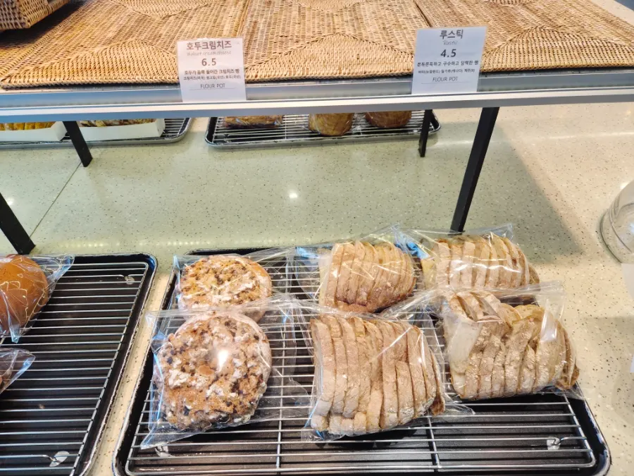 Meal breads and salt bread on display