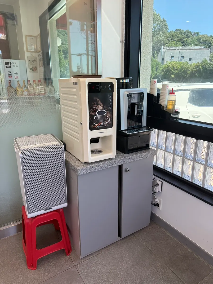 Coffee corner set up on the way out