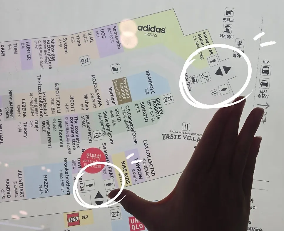 Taste Village section on the outlet floor directory map
