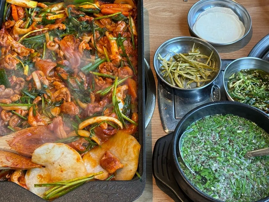 Sizzling marinated duck