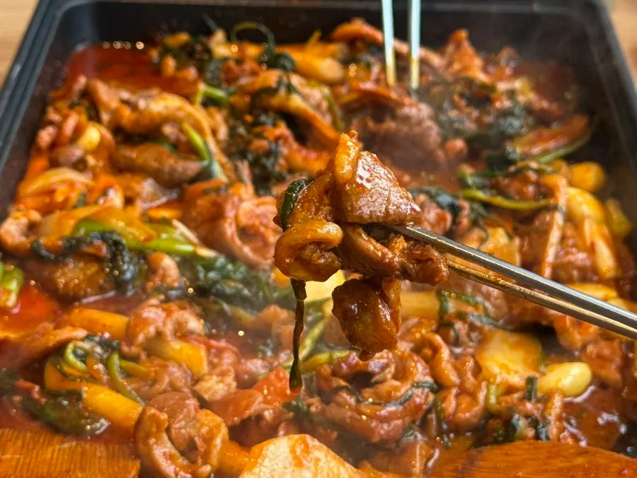 Marinated duck infused with sweet-and-spicy sauce