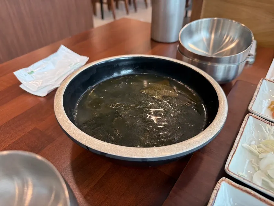 Seaweed soup served with the two-person set