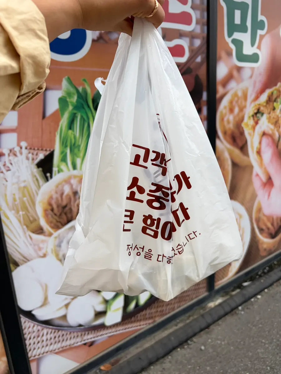 냉동으로 포장한 고기손만두 10개