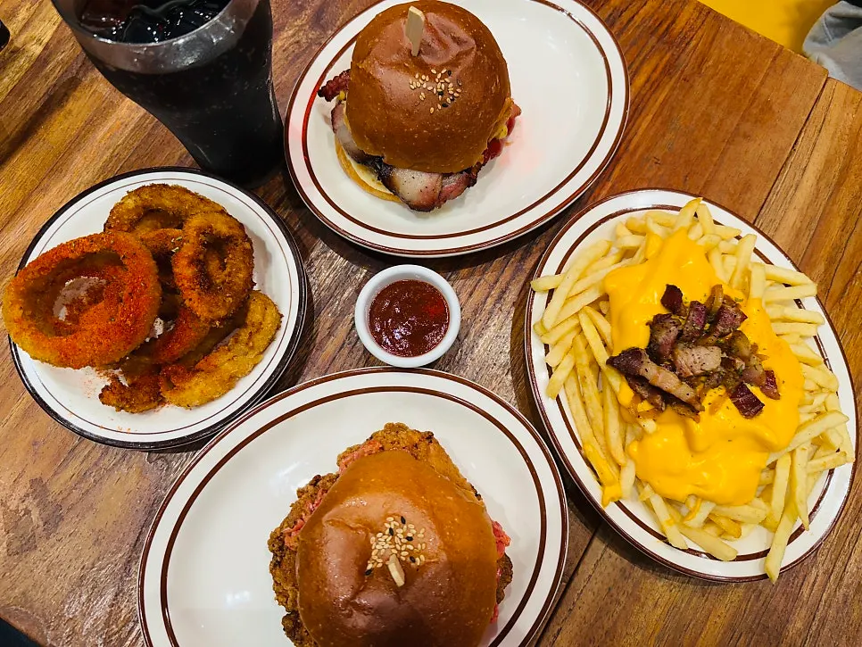 Ordered burgers and side dishes