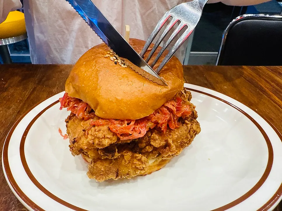 Crispy chicken thigh burger