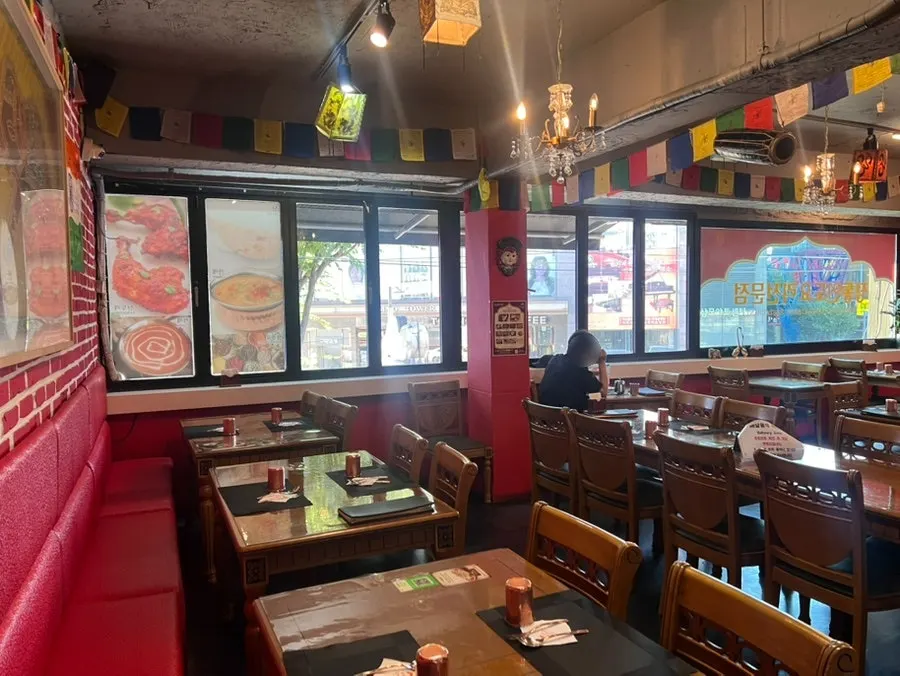 Restaurant interior with Indian-style decorations