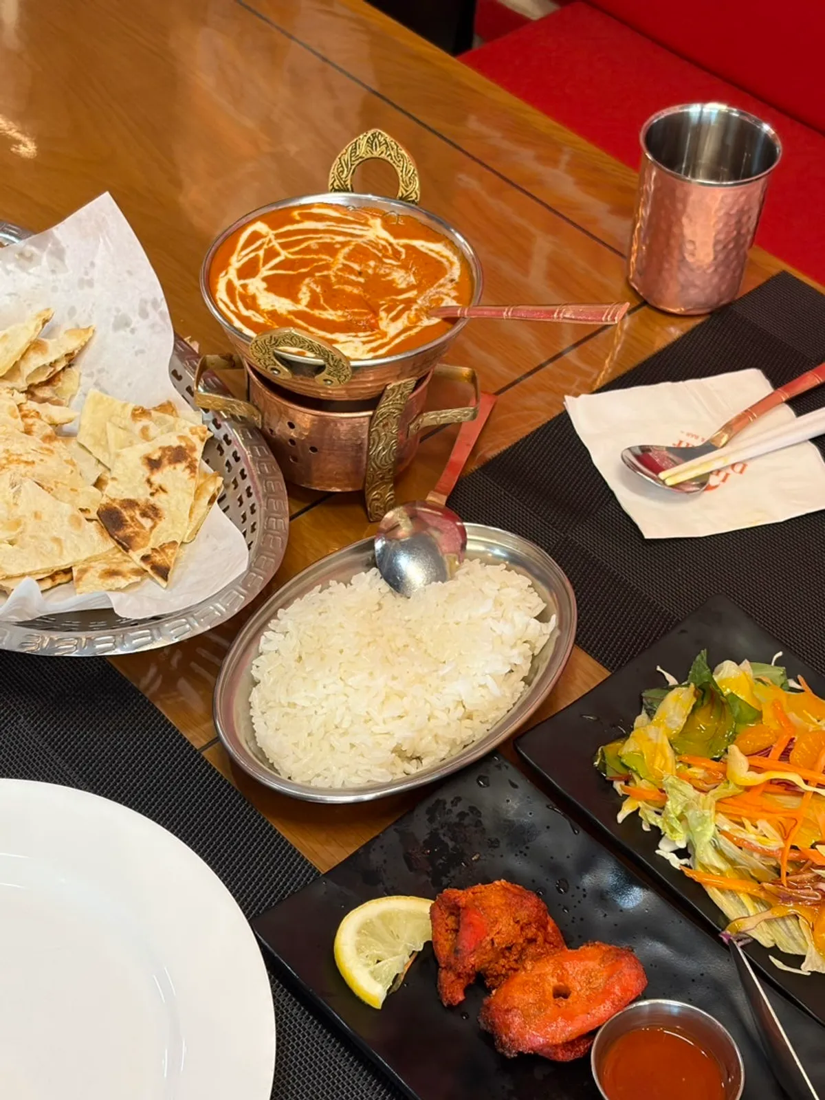 Indian curry table spread at India Darbar near Sillim Station