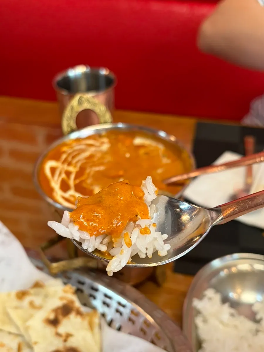 Rice served alongside the curry