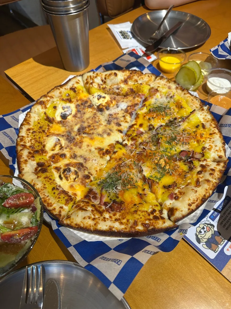 Pizza made with bagel dough