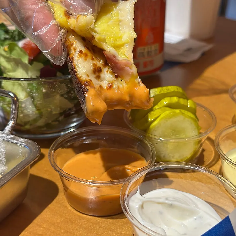 American-style pizza with generous toppings