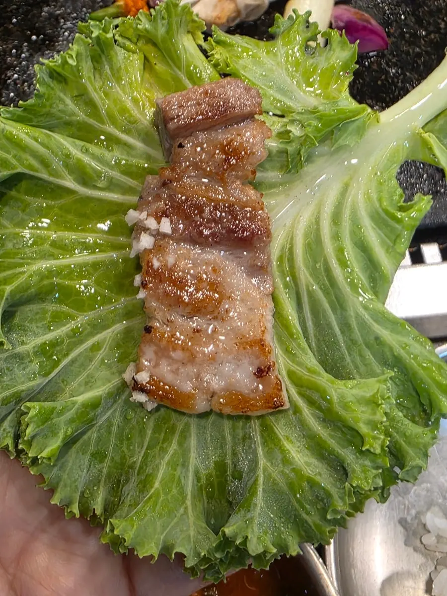 Browned pork belly with grilled vegetables