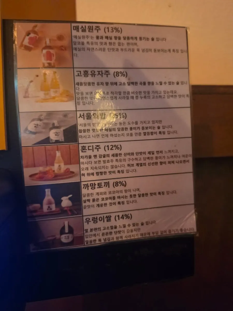 Bottles of Simsimsangin's traditional liquors, Maesil-wonju and Hondiju