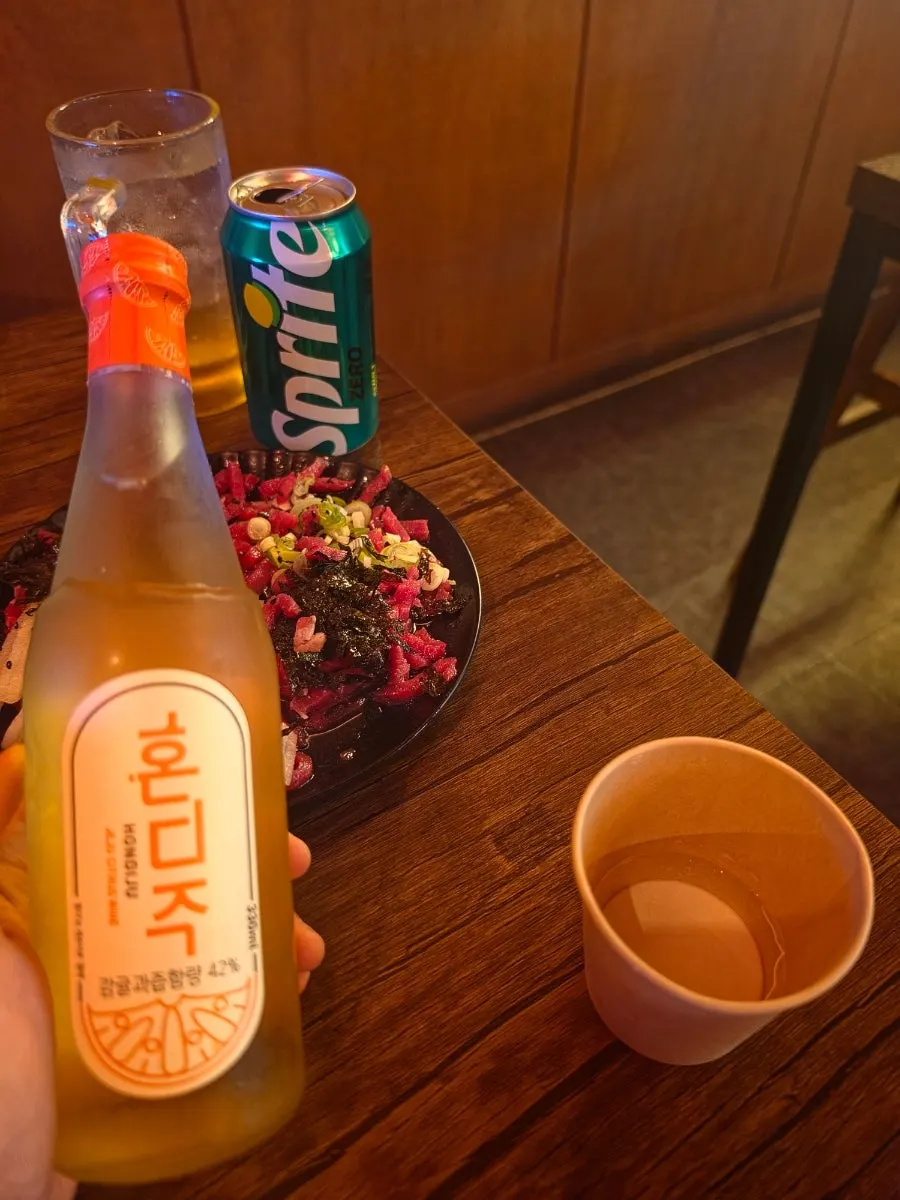 Zero-sugar cider ordered alongside the meal