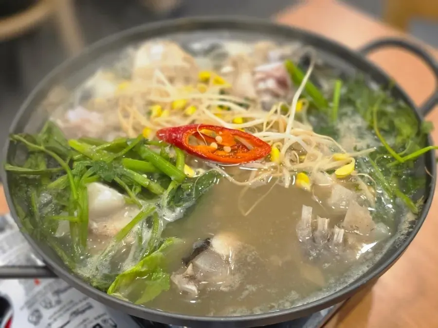 Monkfish jiri stew simmered with radish, bean sprouts and minari