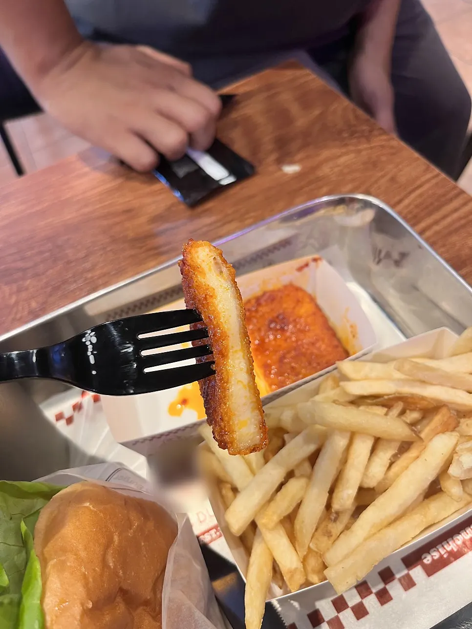 Fries with an assortment of sauces