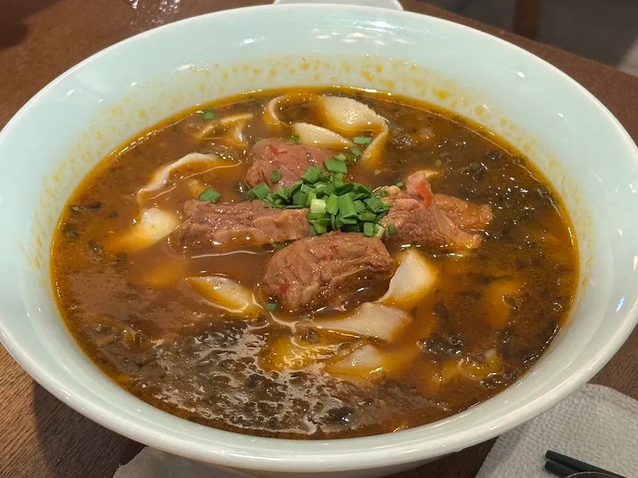 Authentic Taiwanese-style beef knife-cut noodles at Cheonghwaweon
