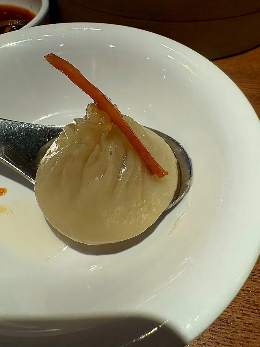 Shredded ginger served with the xiaolongbao