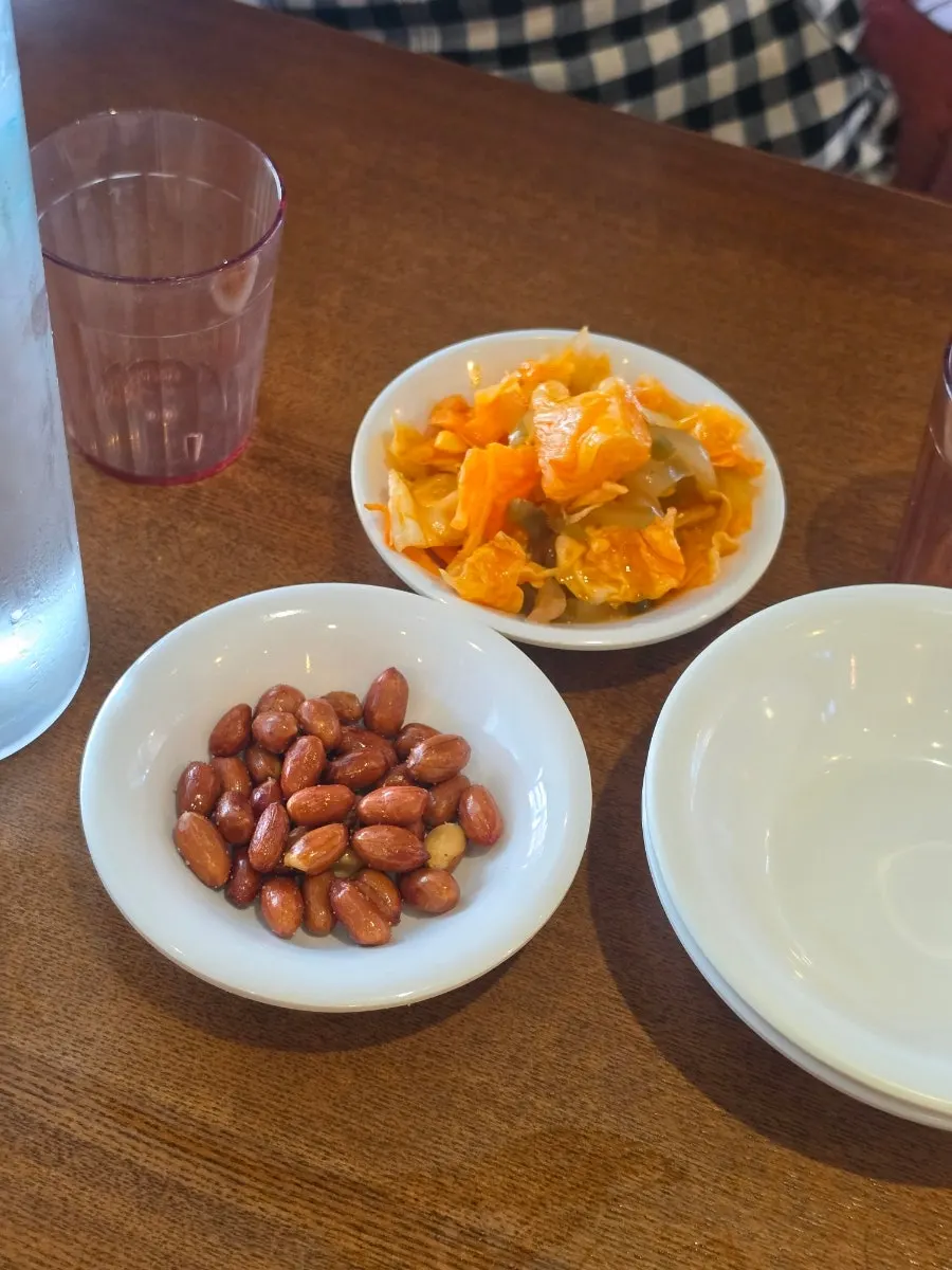 Basic banchan of cabbage jjajai and peanuts