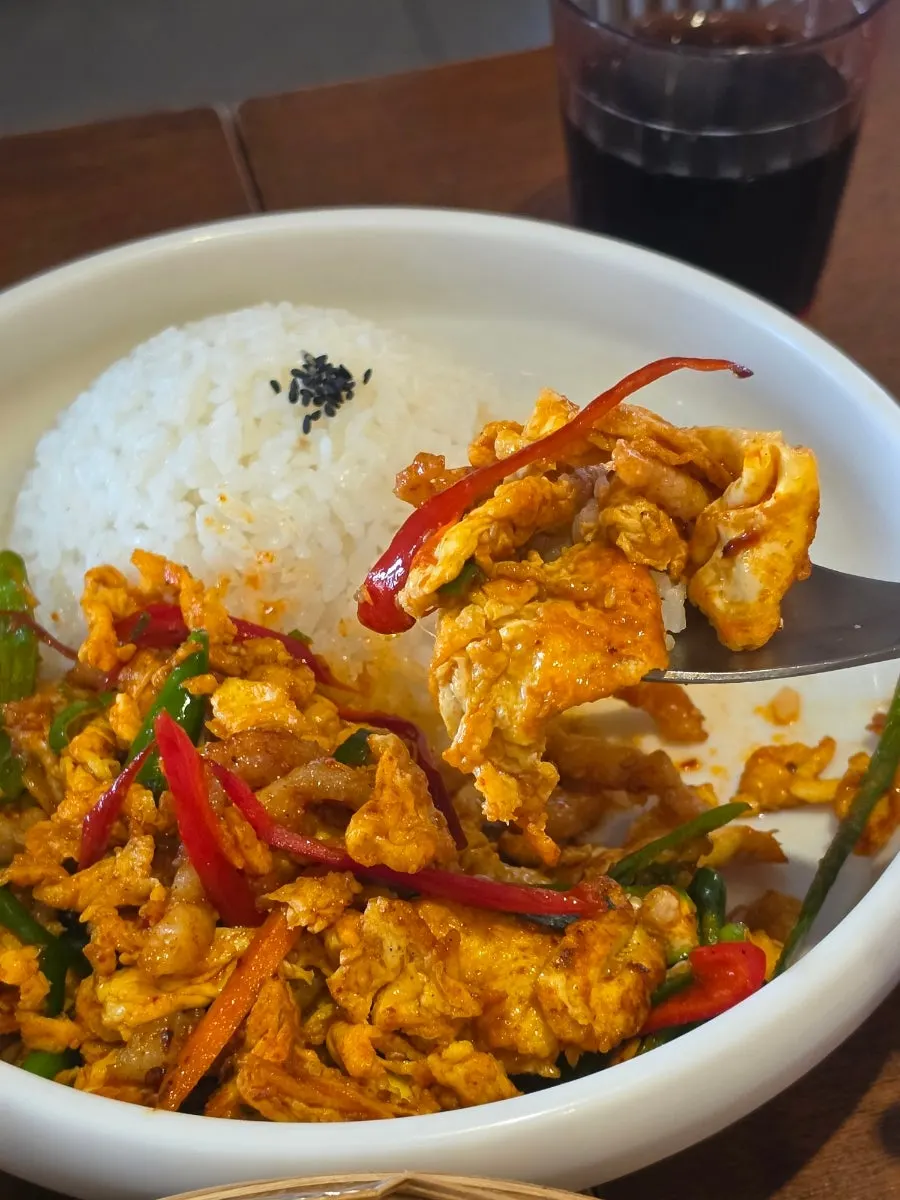 Tiger rice bowl mixed together