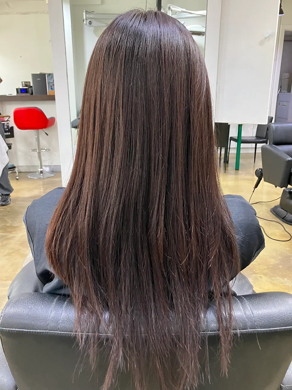 Lightened hair color before the black dye