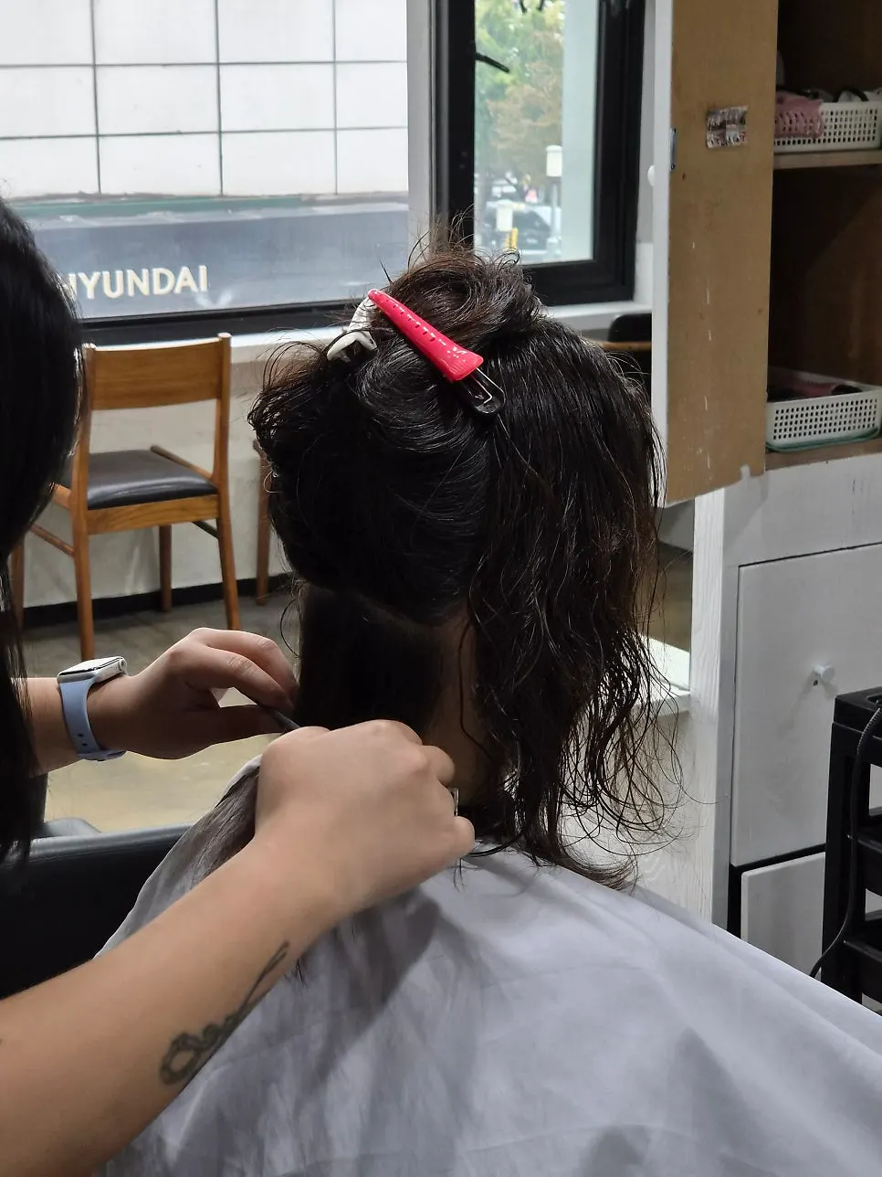 Hair with remaining curl at the ends