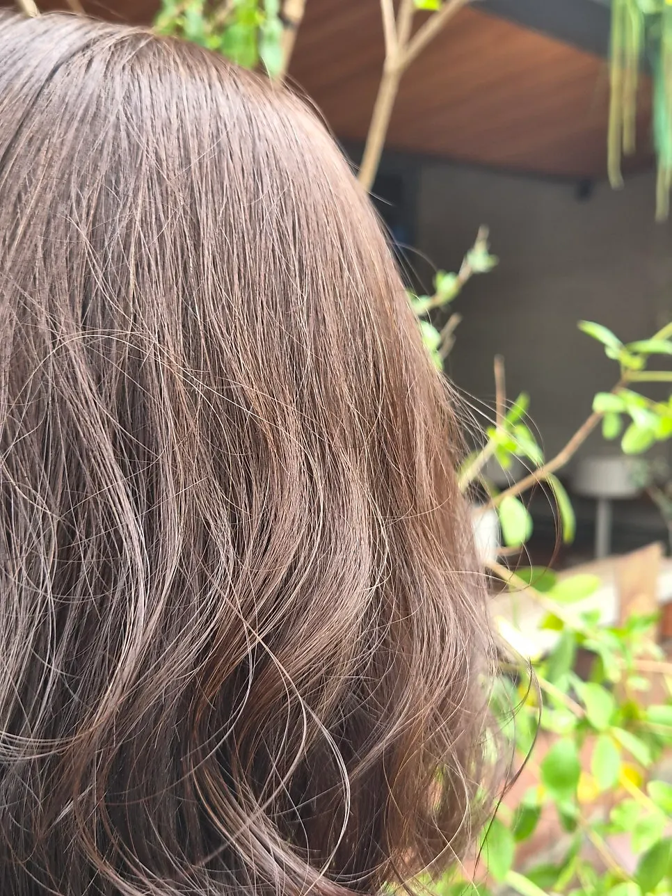 Scalp-safe care clinic and gray coverage dye treatment in progress