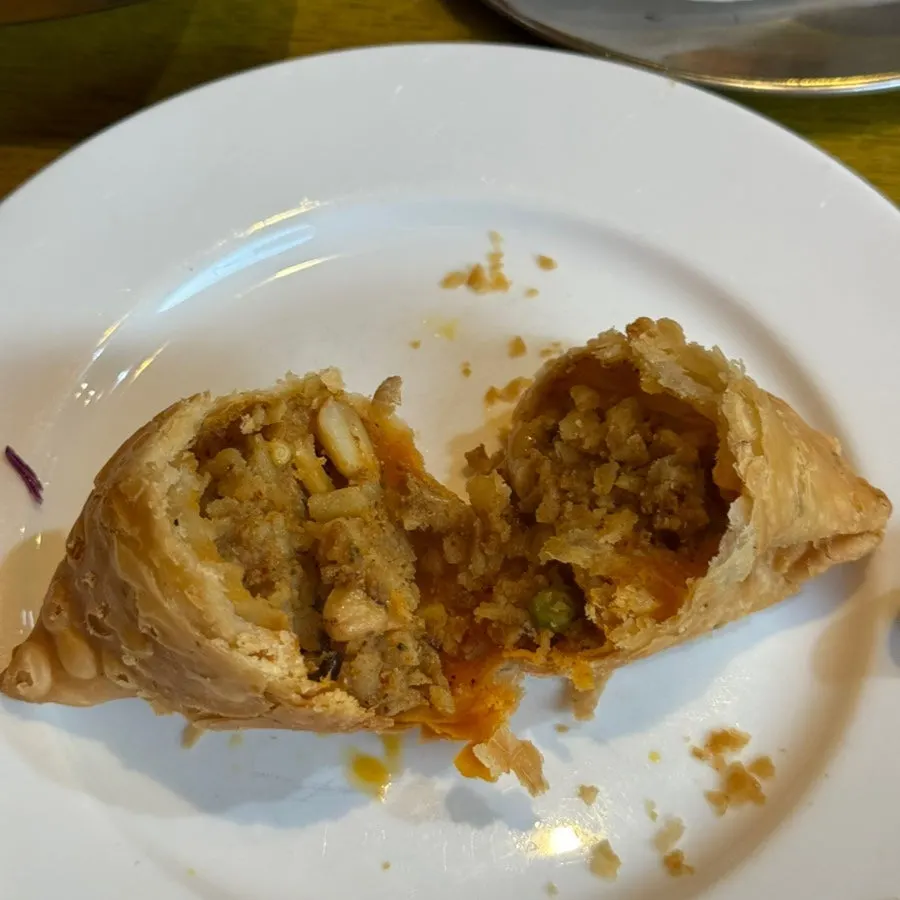 Bite-sized samosa, easy to pick up and eat