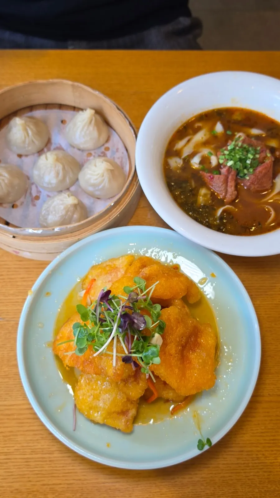 Xiaolongbao in a bamboo steamer