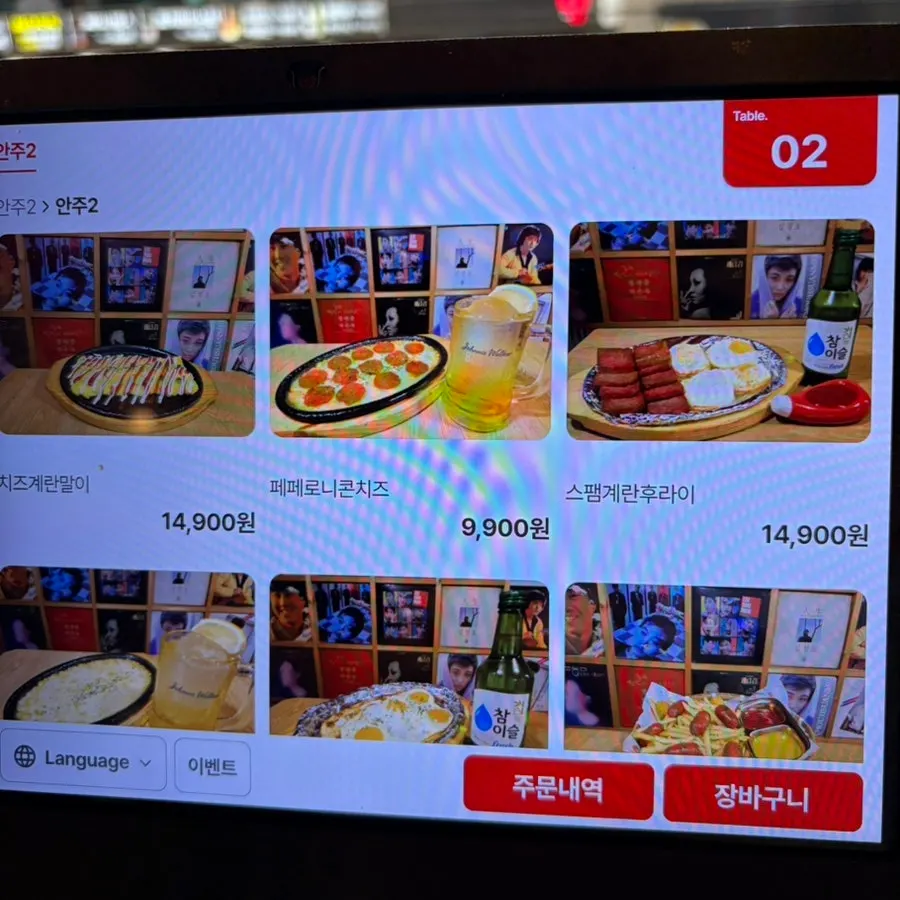 Menu of main dishes and side dishes