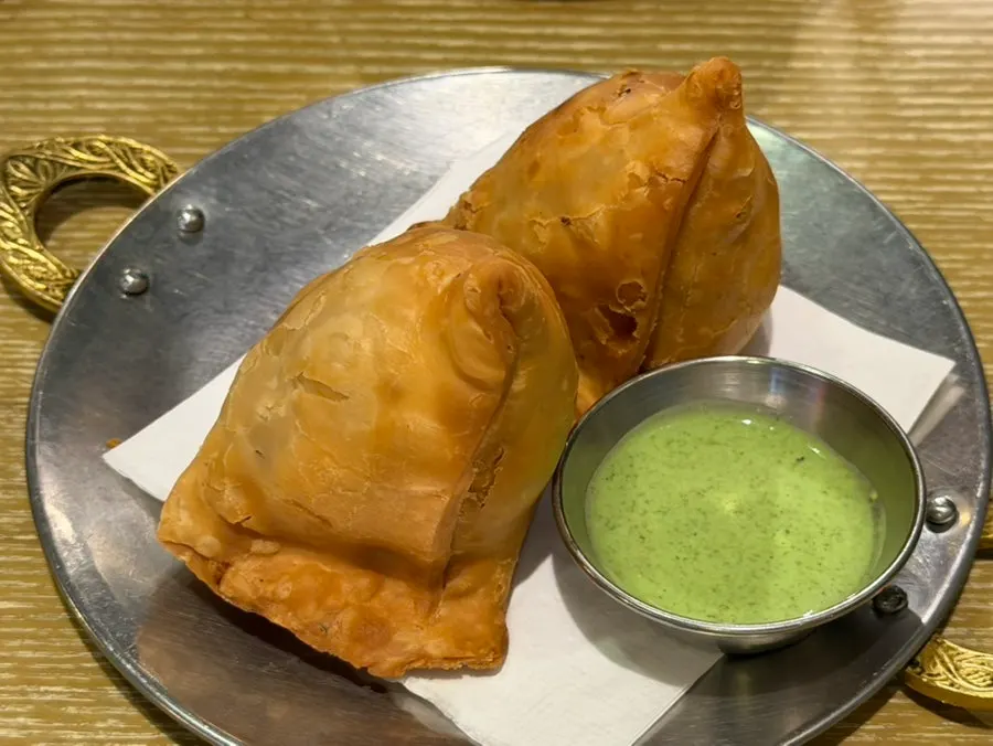 Samosas with sweet chili sauce