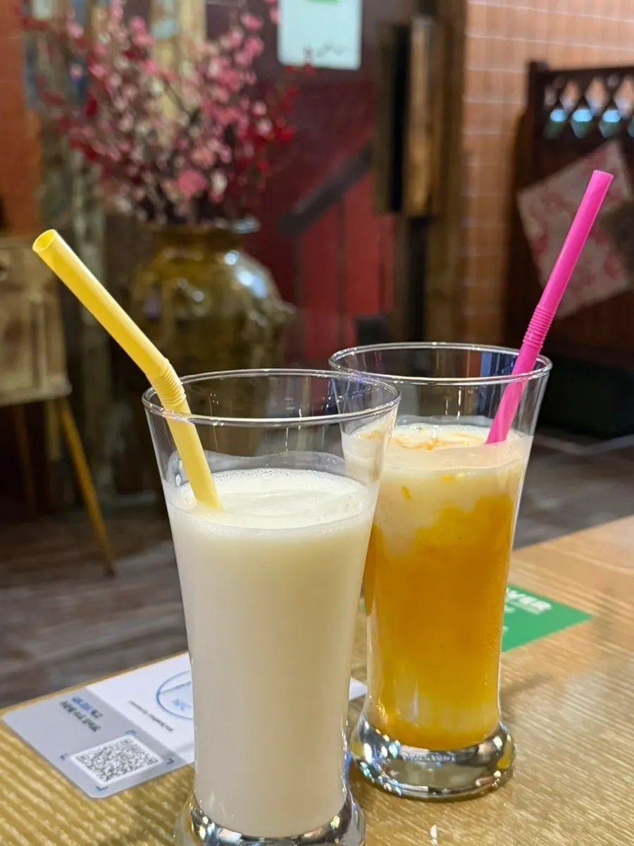 Lassi and mango lassi with the meal