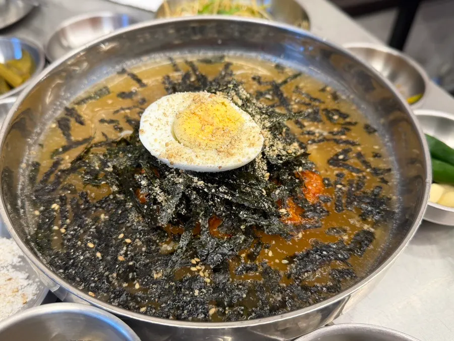 Kimchi noodles ordered as a side dish