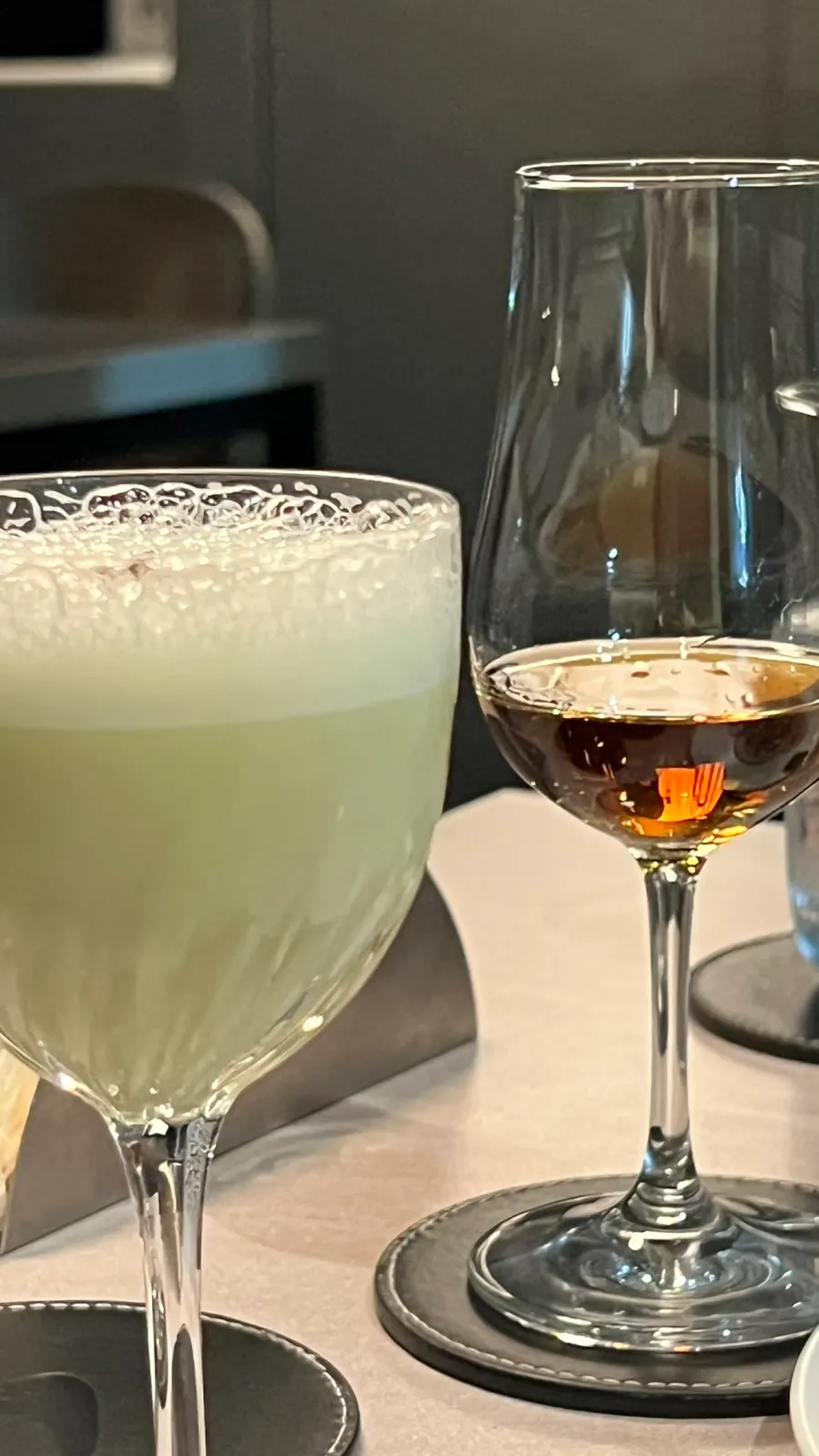 Close-up of the nutty pistachio cocktail
