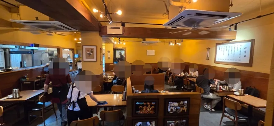 Interior tables and seating layout at Gyeryugwan